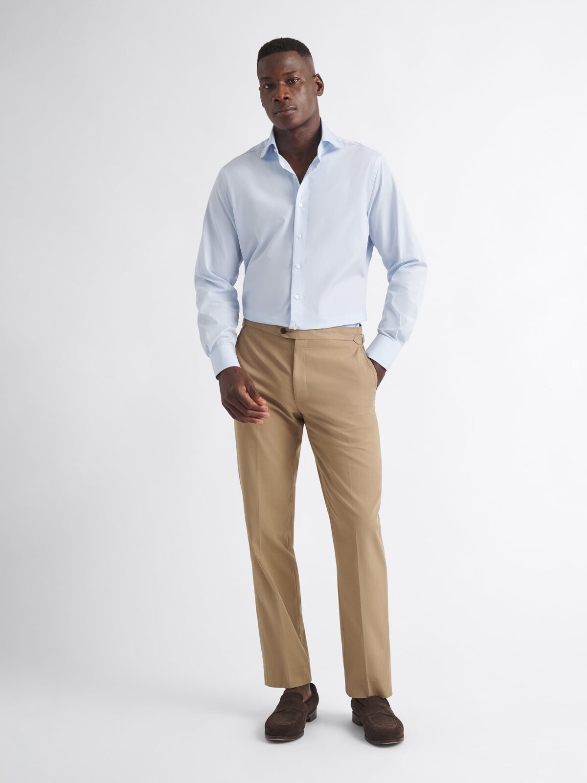 The Thomas Mason Luxury Broadcloth Shirt in Light Blue