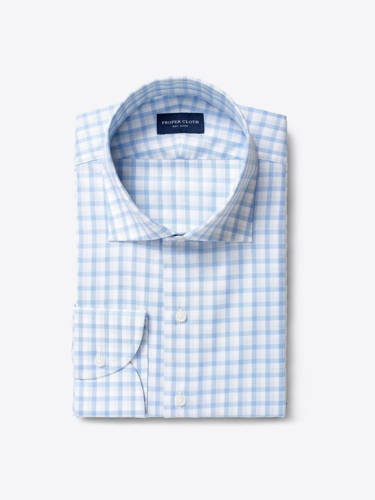 Lucca Blue and Light Grey Shadow Check Tailor Made Shirt Shirt by ...