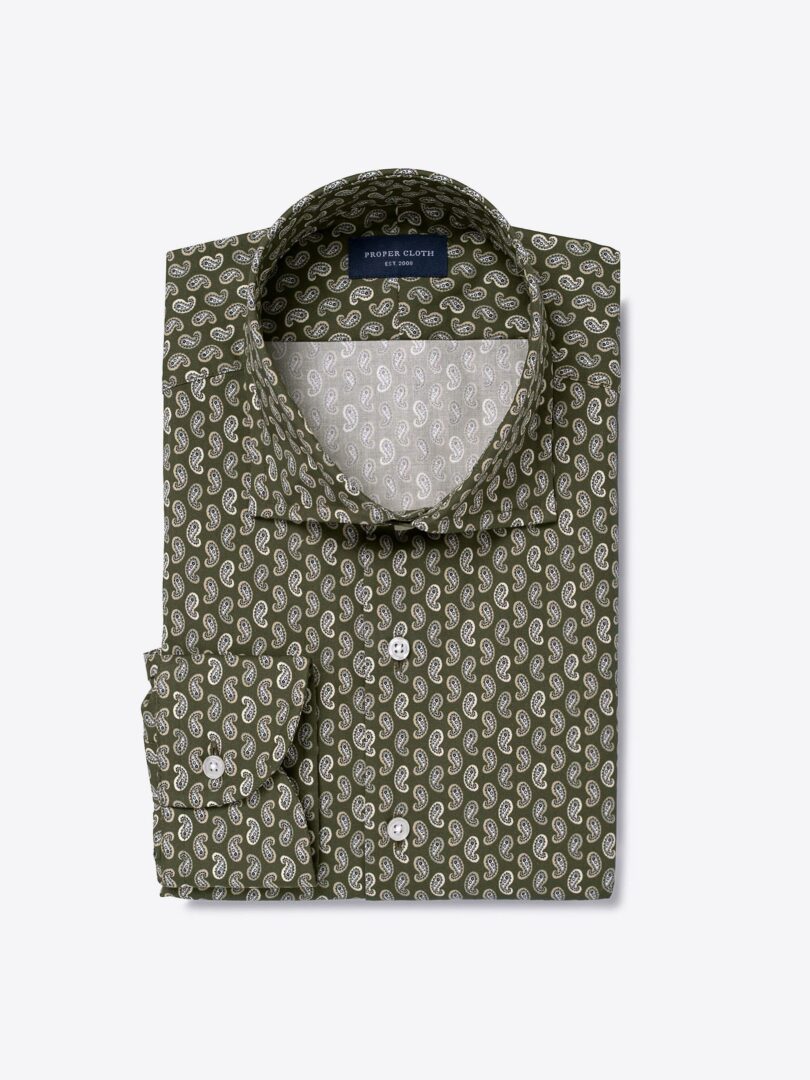 Albini Fatigue Paisley Print Fitted Dress Shirt 