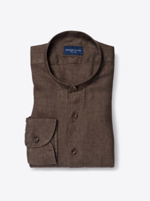 Shop Albini Washed Mocha Linen Twill