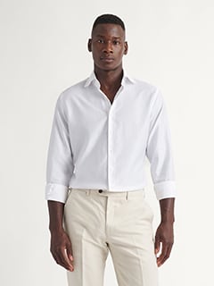 The Thomas Mason Linen Blend Dress Shirt in White