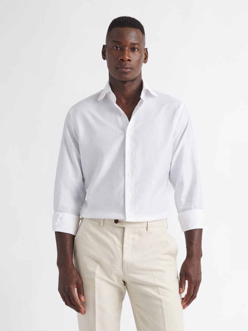 Thomas Mason White Cotton and Linen Blend Thumb Detail