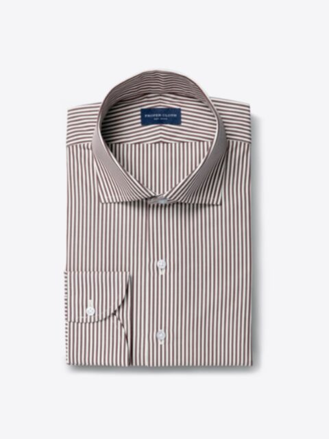 Shop Canclini 120s Brown Stripe