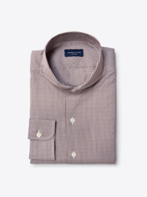 Shop Canclini Brown 120s Mini Gingham