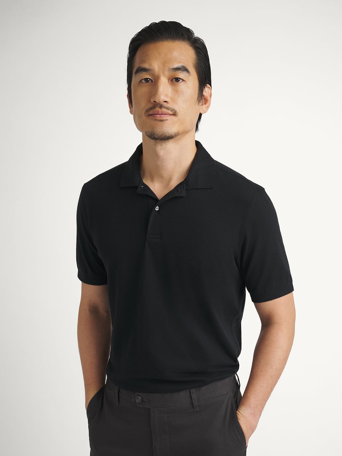The Japanese Jersey Knit Polo in Black