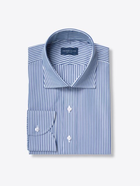 Stanton 120s Royal Blue Bengal Stripe Dress Shirt Shirt by Proper