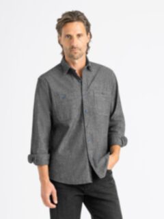 The Japanese Selvedge Heavy Chambray Utility Shirt in Black