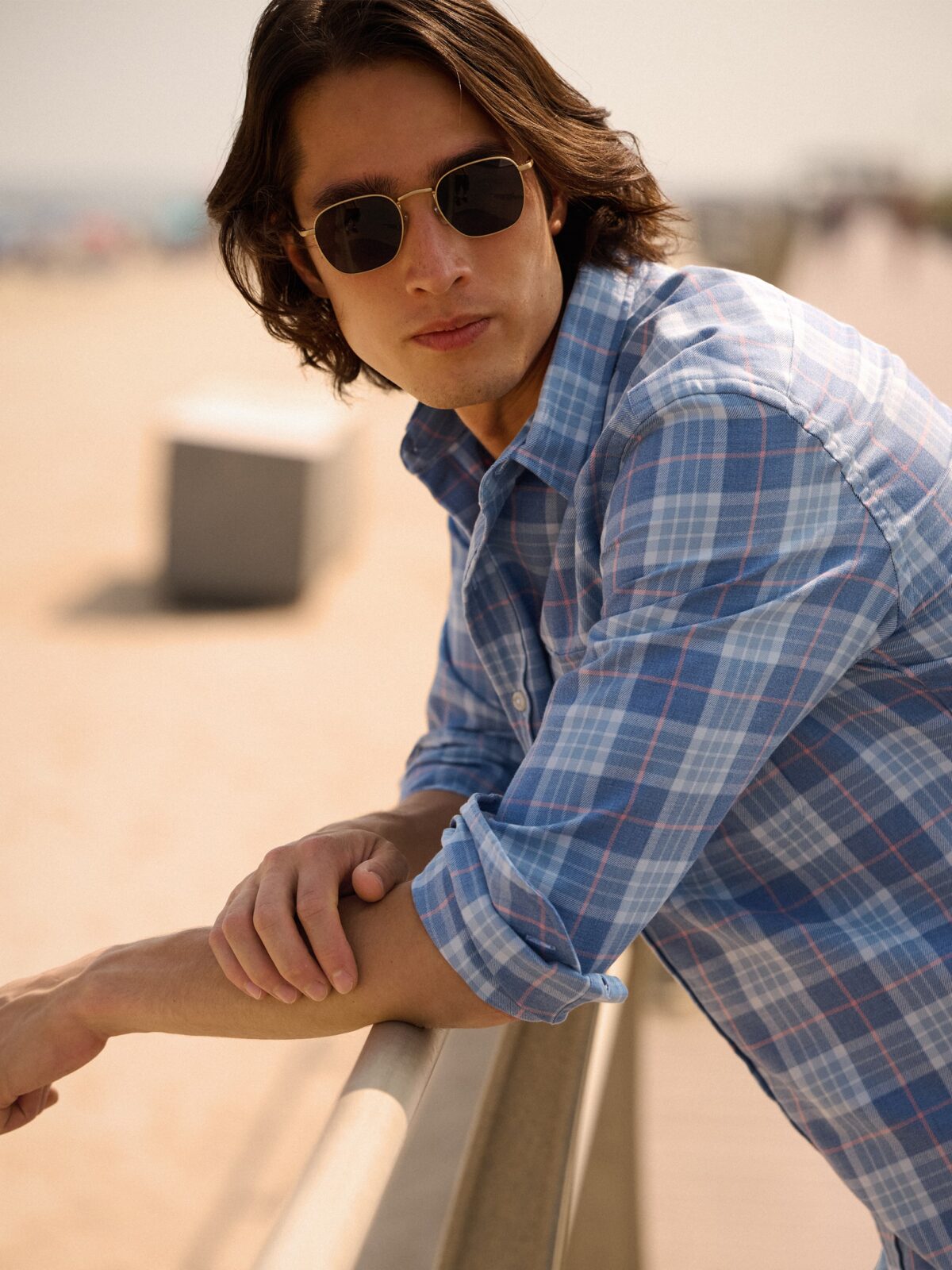 Blue Melange and Rose California Plaid Shirt by Proper Cloth