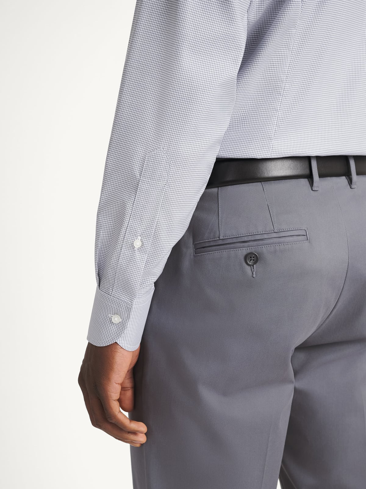 The Thomas Mason Wrinkle-Resistant Dress Shirt in Grey Mini Gingham