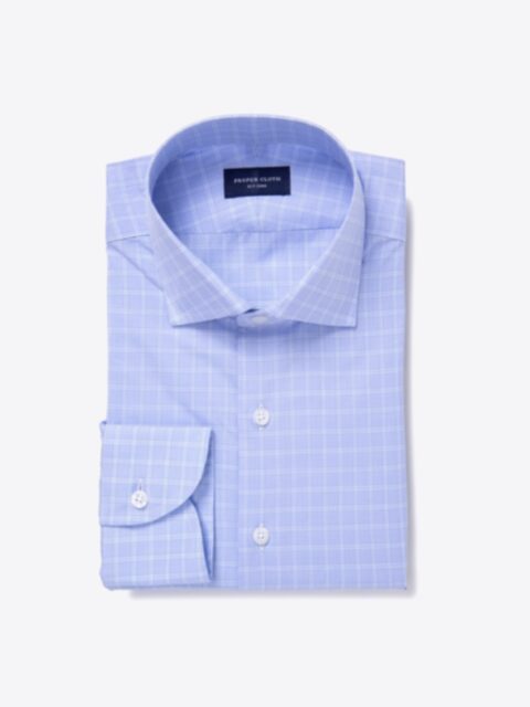 Shop Firenze 120s Sky Blue Multi Grid