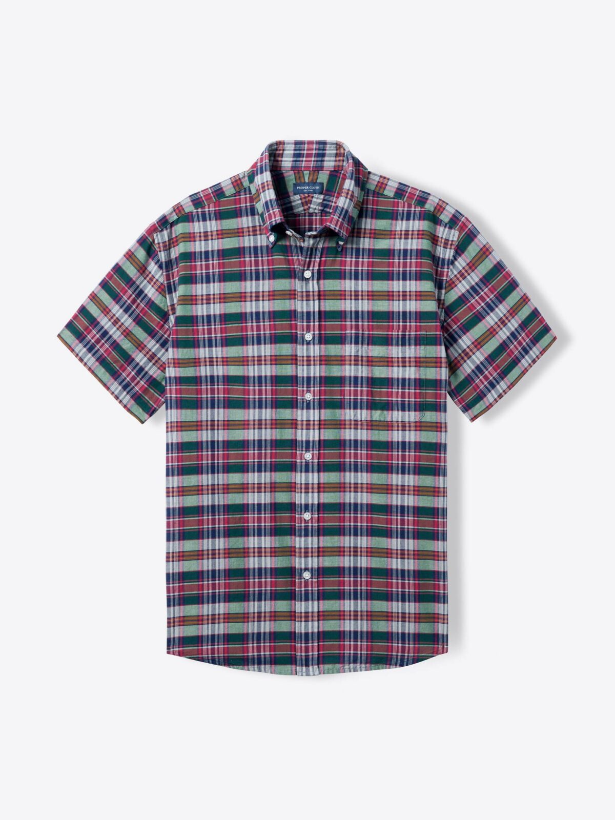 Navy Green and Red Indian Madras Shirt by Proper Cloth