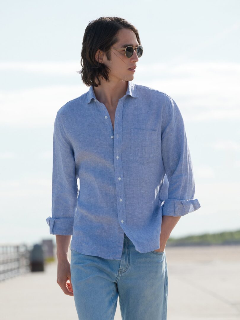 Washed Blue Chambray Linen Thumb Detail