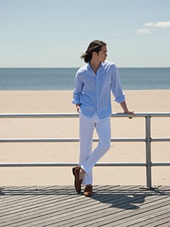 chinese dress ladies Boden Women's Mollie Linen Shirt Dress in Blue main image 0