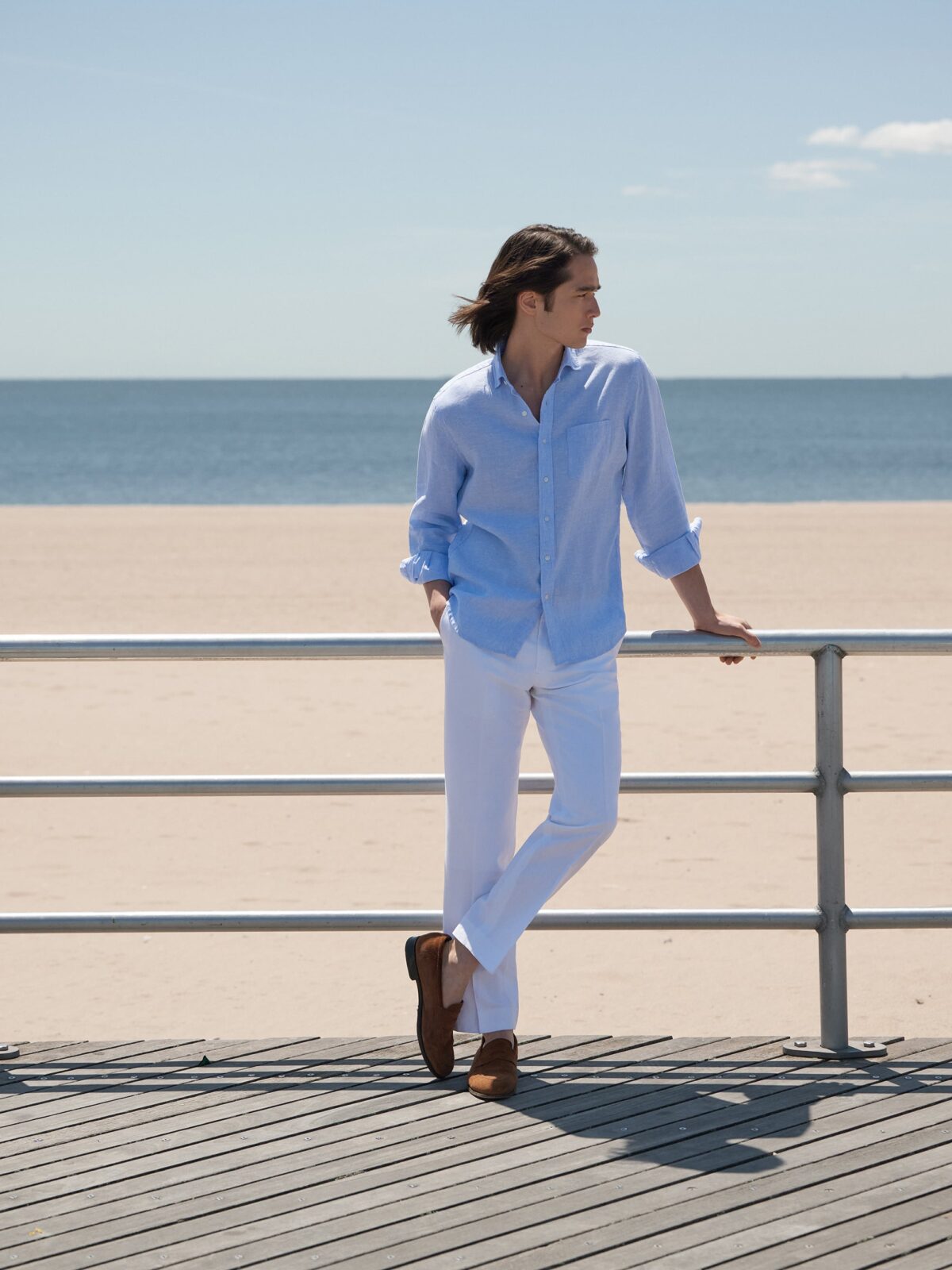 Washed Light Blue Linen Shirt