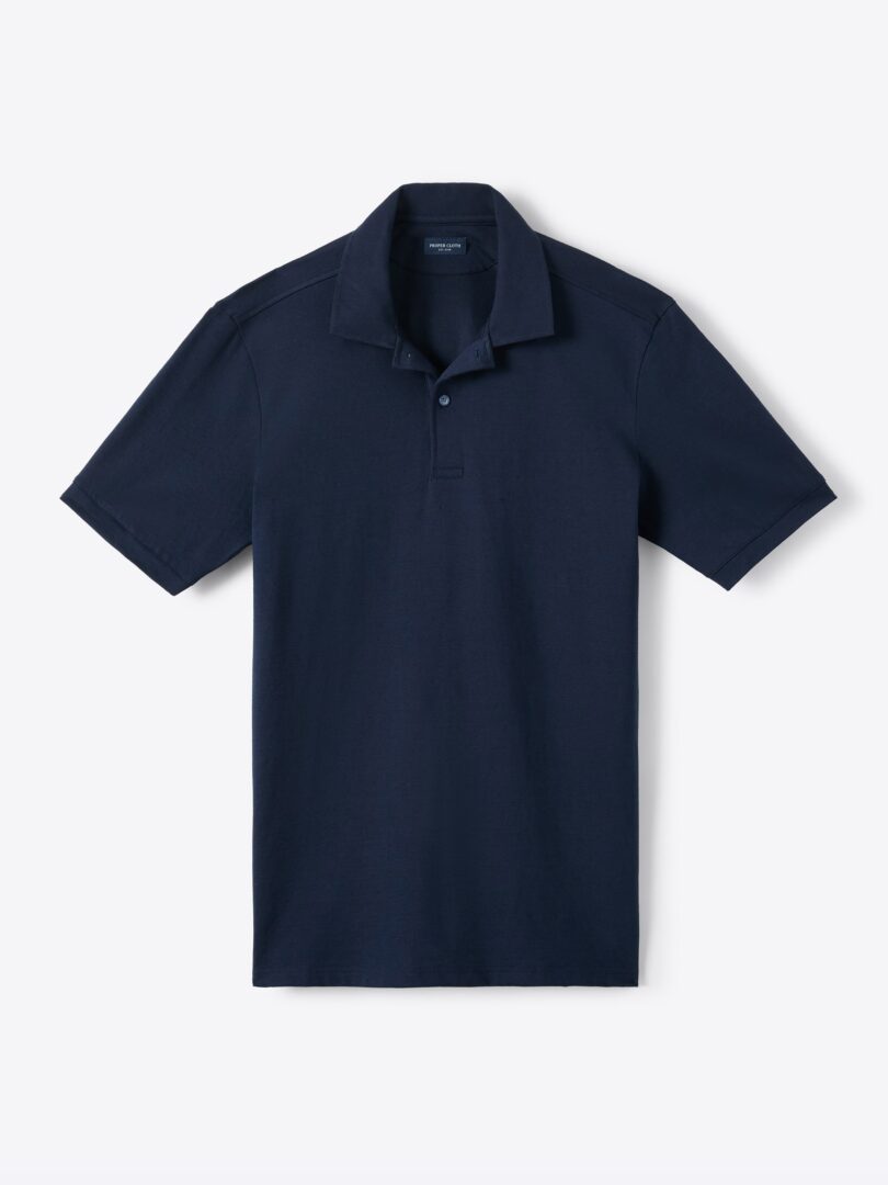 Monterey Navy Cotton and Linen Blend Knit Pique 
