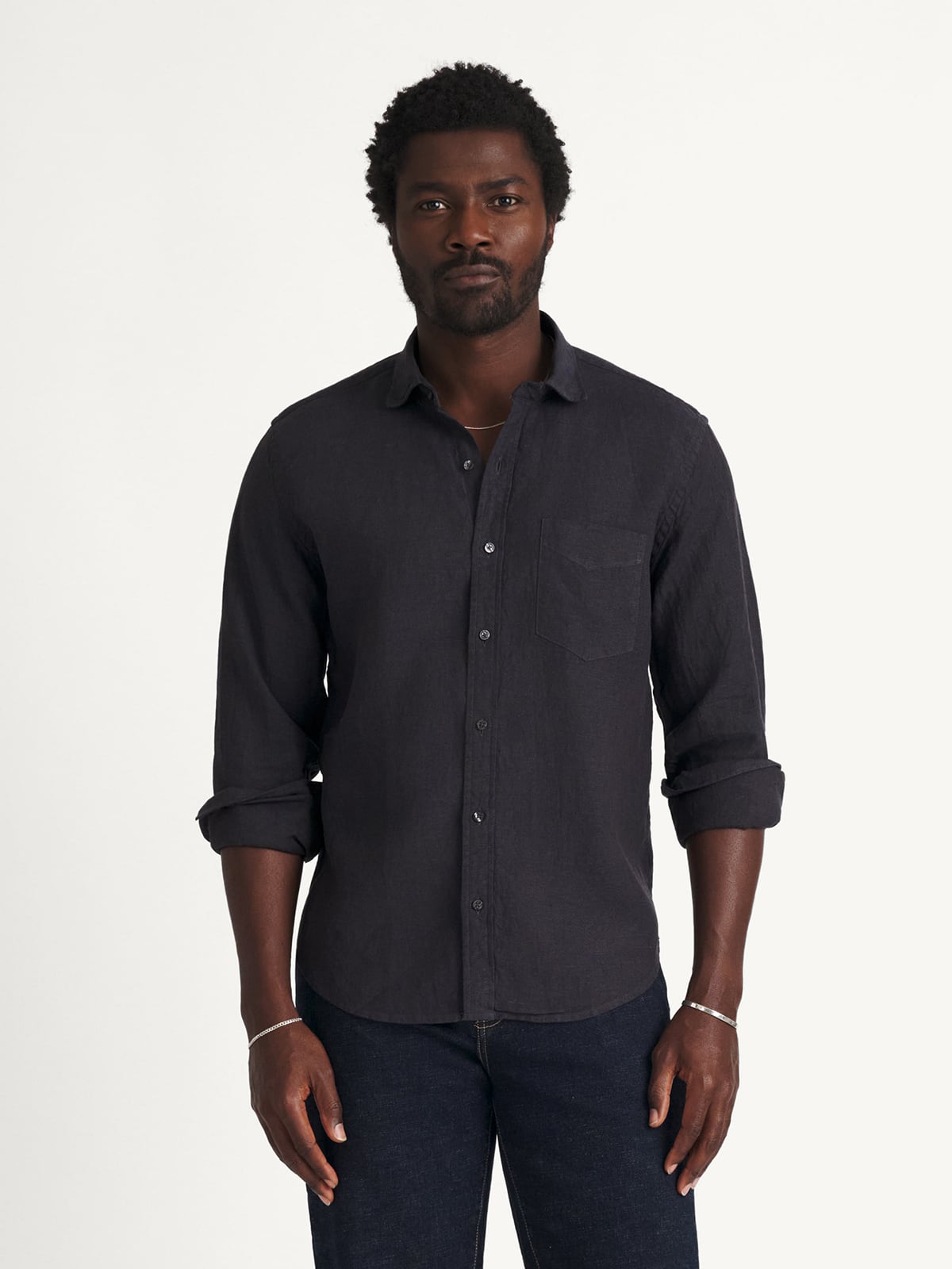 Proper Cloth Men's Faded Black Washed Linen Custom Dress Shirt - Black, Size: S, Regular, 100% Linen Proper Cloth Men's Faded Black Washed Linen Custom Dress Shirt - Black, Size: S, Regular, 100% Linen