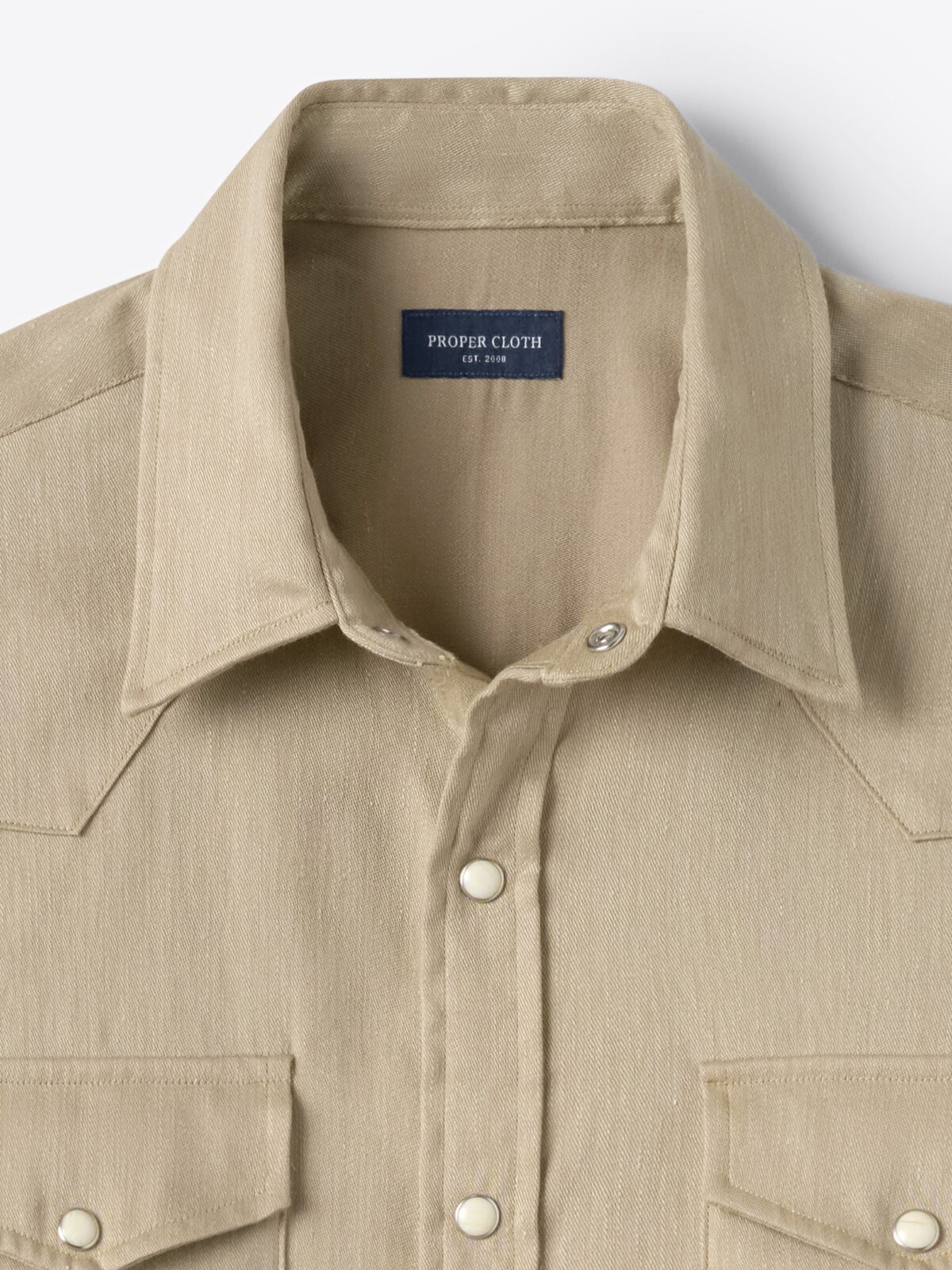 Suffolk Khaki Linen Cotton Slub Weave Shirt