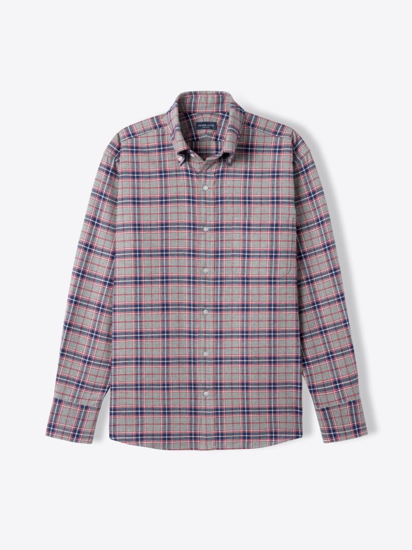 Stowe Red Navy and Grey Plaid Flannel Shirts by Proper Cloth