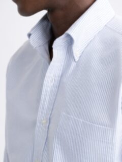 Thomas Mason Light Blue Stripe Premium Oxford Shirt by