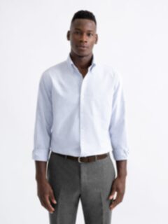 トップス credona thomas mason skipper shirts Thomas Mason Light Blue Stripe Premium Oxford Shirt by