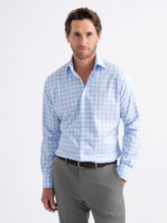 RETOUCHレタッチ L/S Shirt light blue Light Blue Micro Print Poplin Shirt - Eton