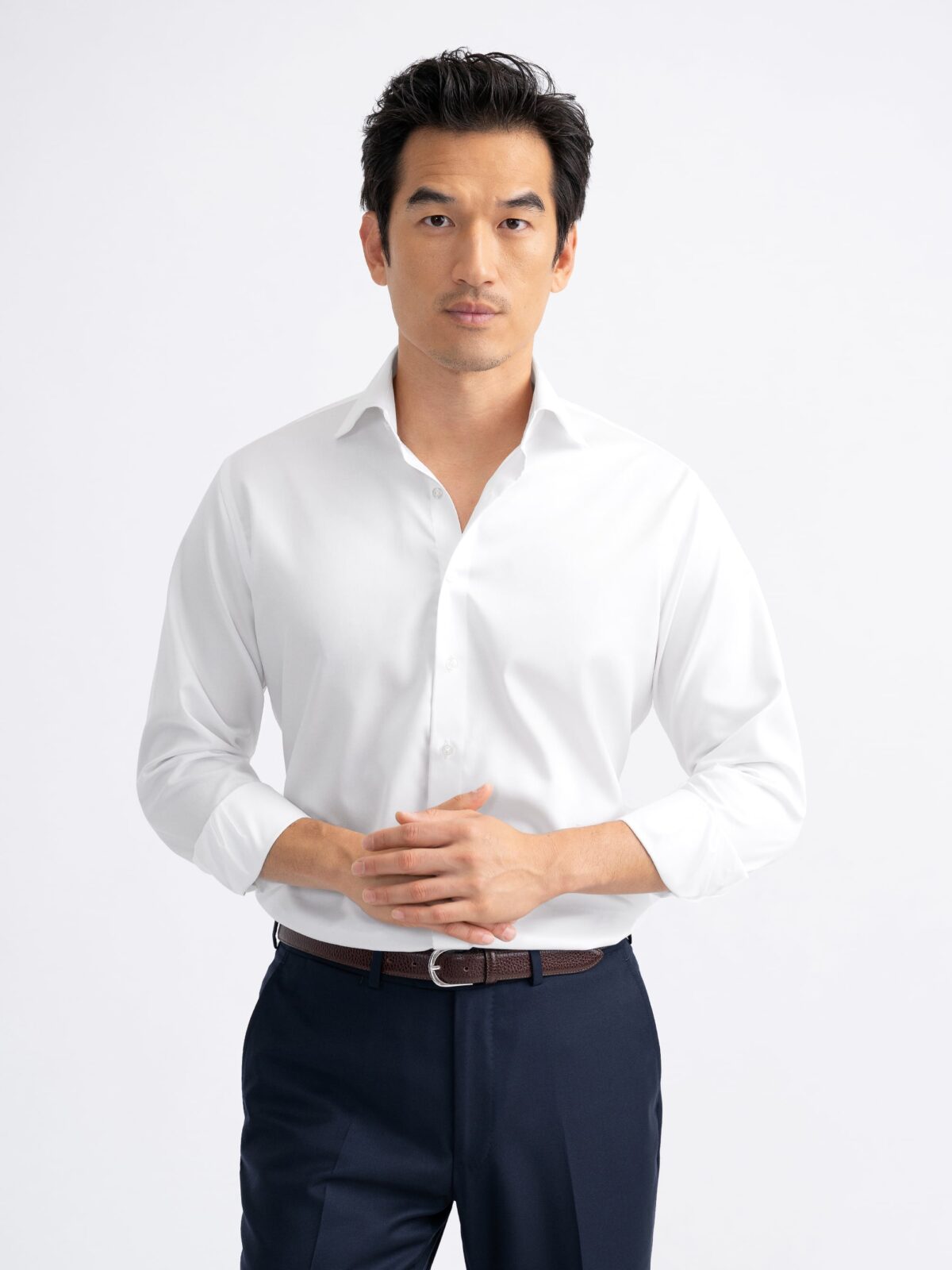 Non-Iron Supima White Pinpoint Office Button Down Shirt