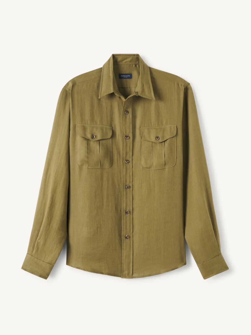Thumb Photo of Baird McNutt Olive Irish Linen Field Shirt