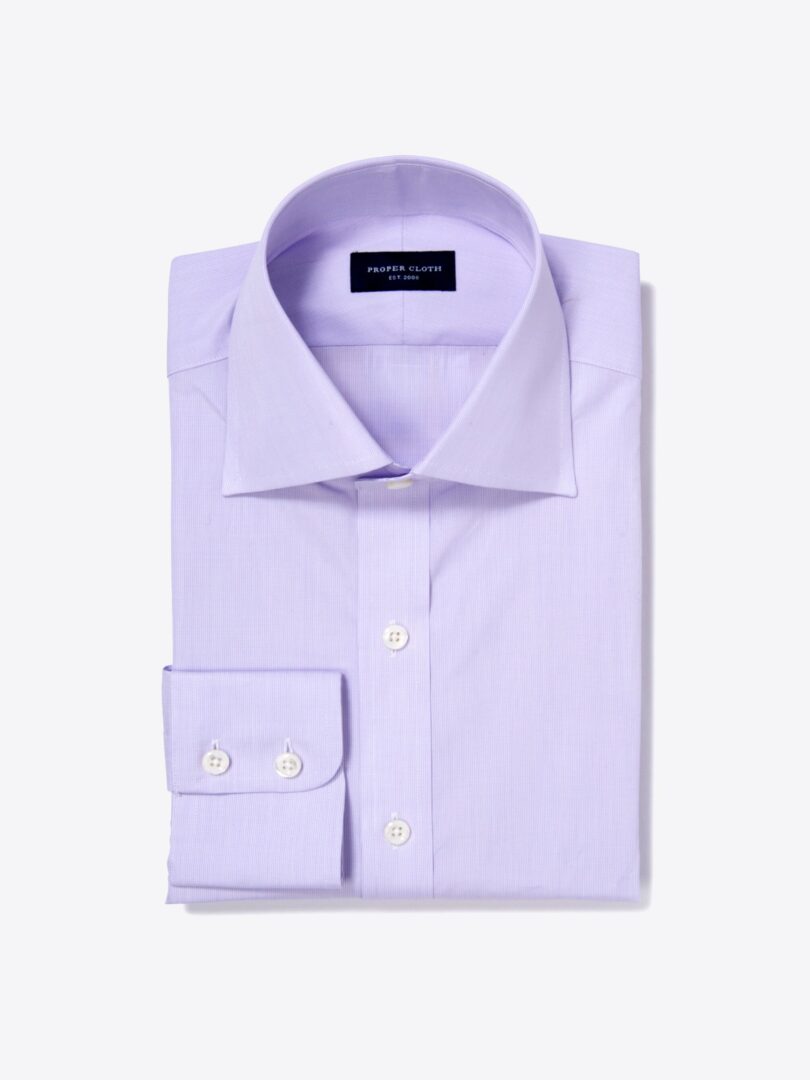 Thomas Mason 120s Lavender Micro Grid Dress Shirt 