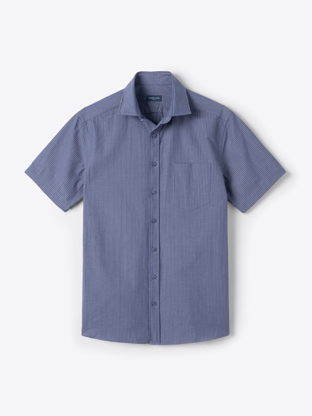 Portuguese Slate Blue Seersucker Shirt