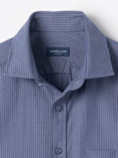 The Short Sleeve Portuguese Seersucker Shirt in Slate