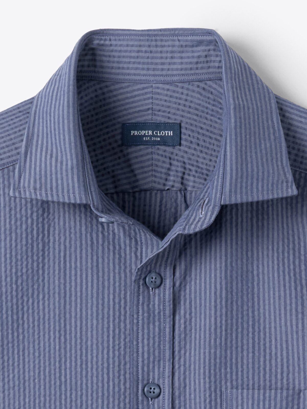 Portuguese Slate Blue Seersucker Shirt by Proper Cloth