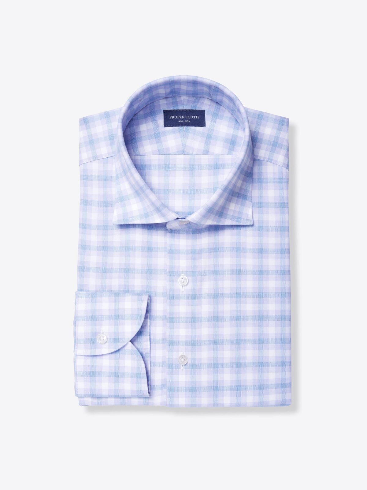 Non-Iron Stretch Lavender and Blue Check Shirt by Proper Cloth