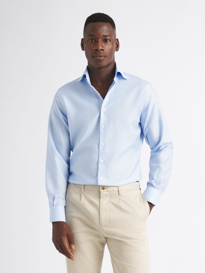 Thomas Mason Light Blue Cotton and Linen Blend Thumb Detail