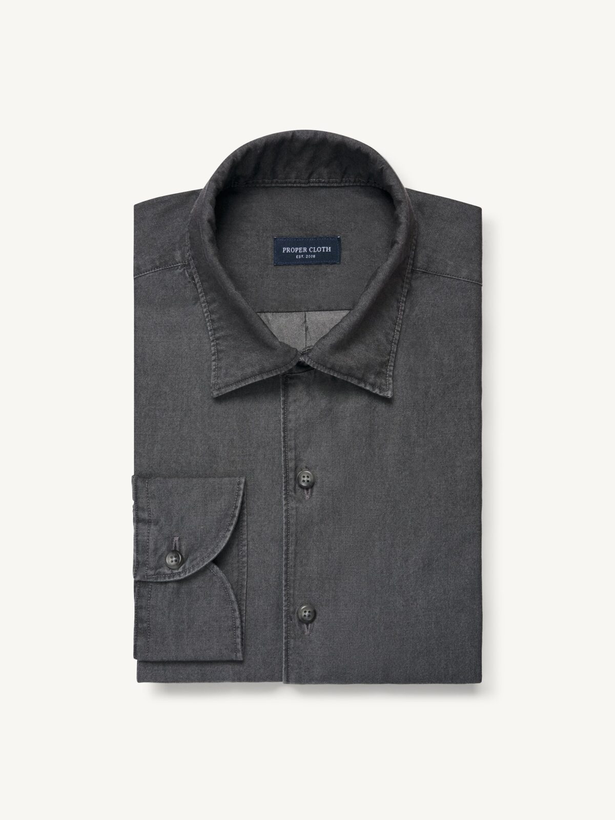 grey denim dress shirt Proper Cloth Men's Albiate Washed Grey Denim Custom Dress Shirt