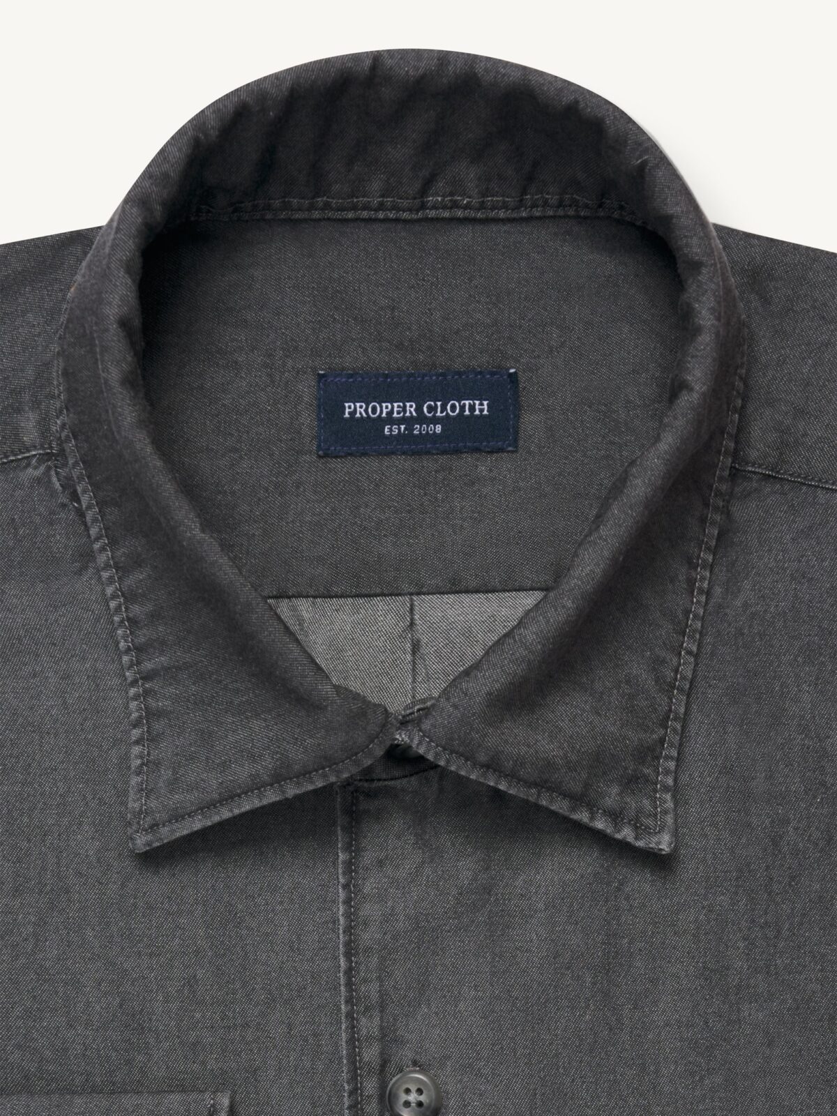 grey denim dress shirt Proper Cloth Men's Albiate Washed Grey Denim Custom Dress Shirt