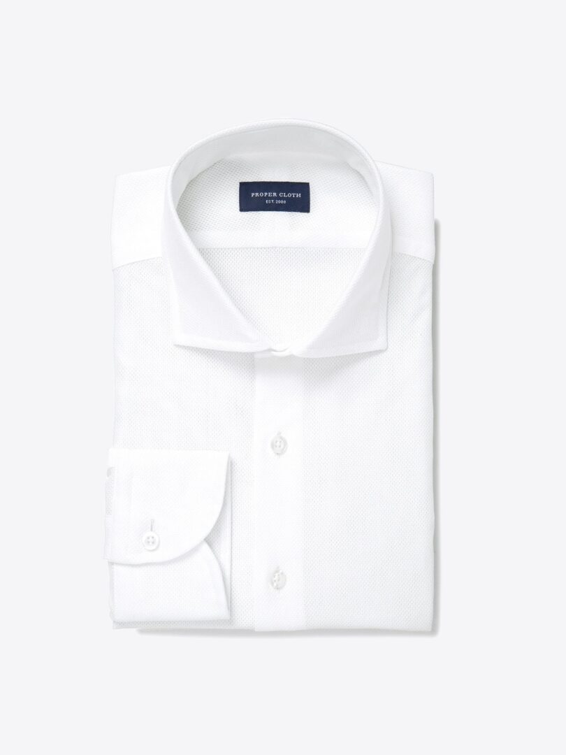 Portuguese White Airtex Men's Dress Shirt 
