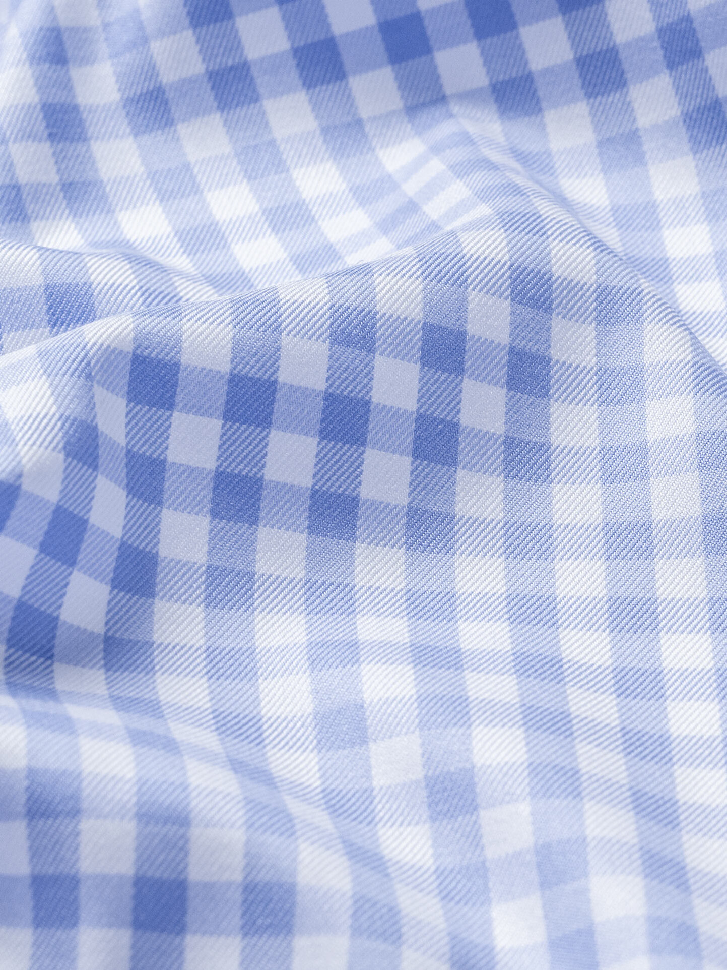 Non-Iron Light Blue Twill Gingham Shirts by Proper Cloth