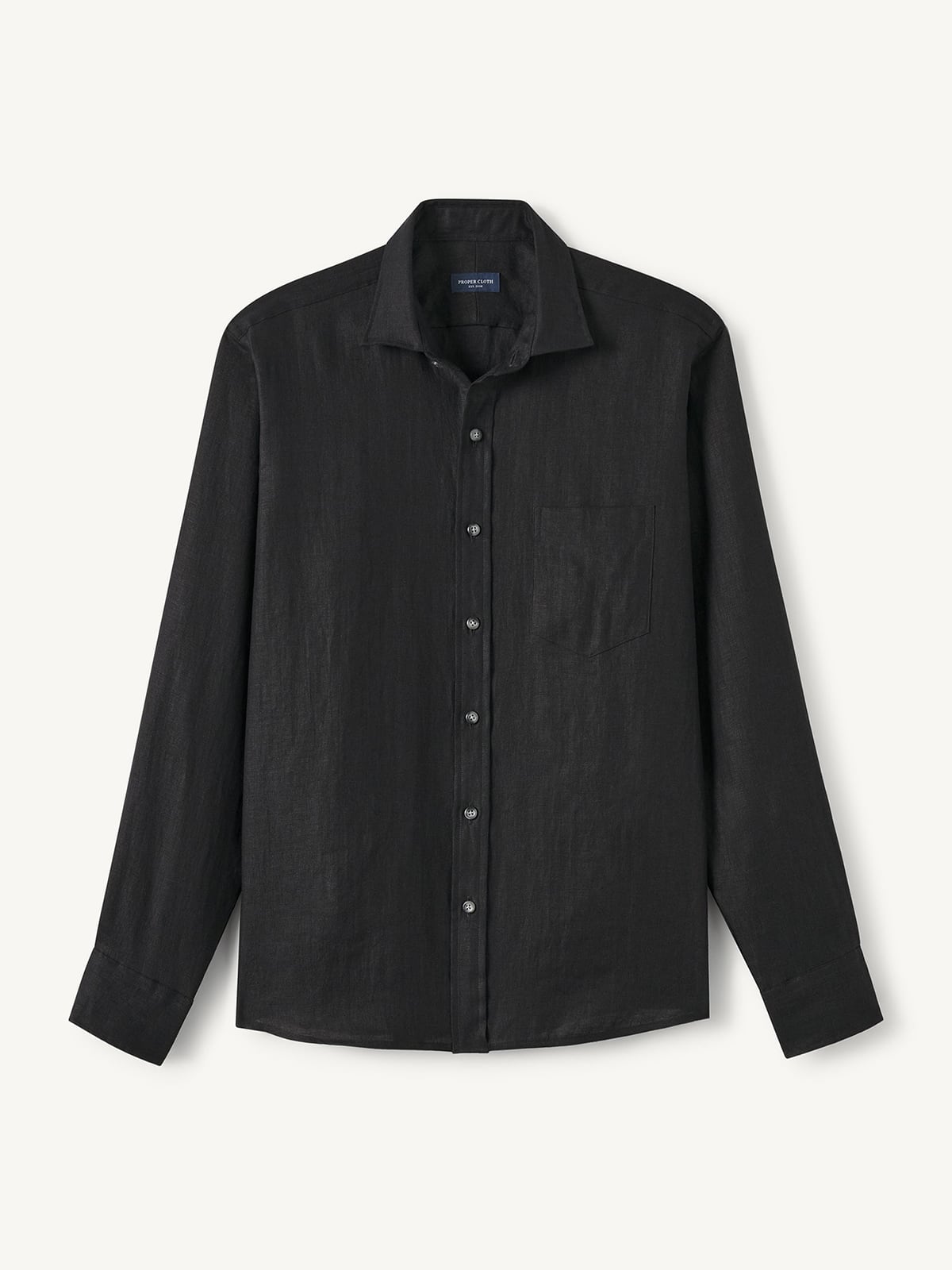 chinese dress ladies Men's Classic Linen Shirt WENGEN in Black main image 0