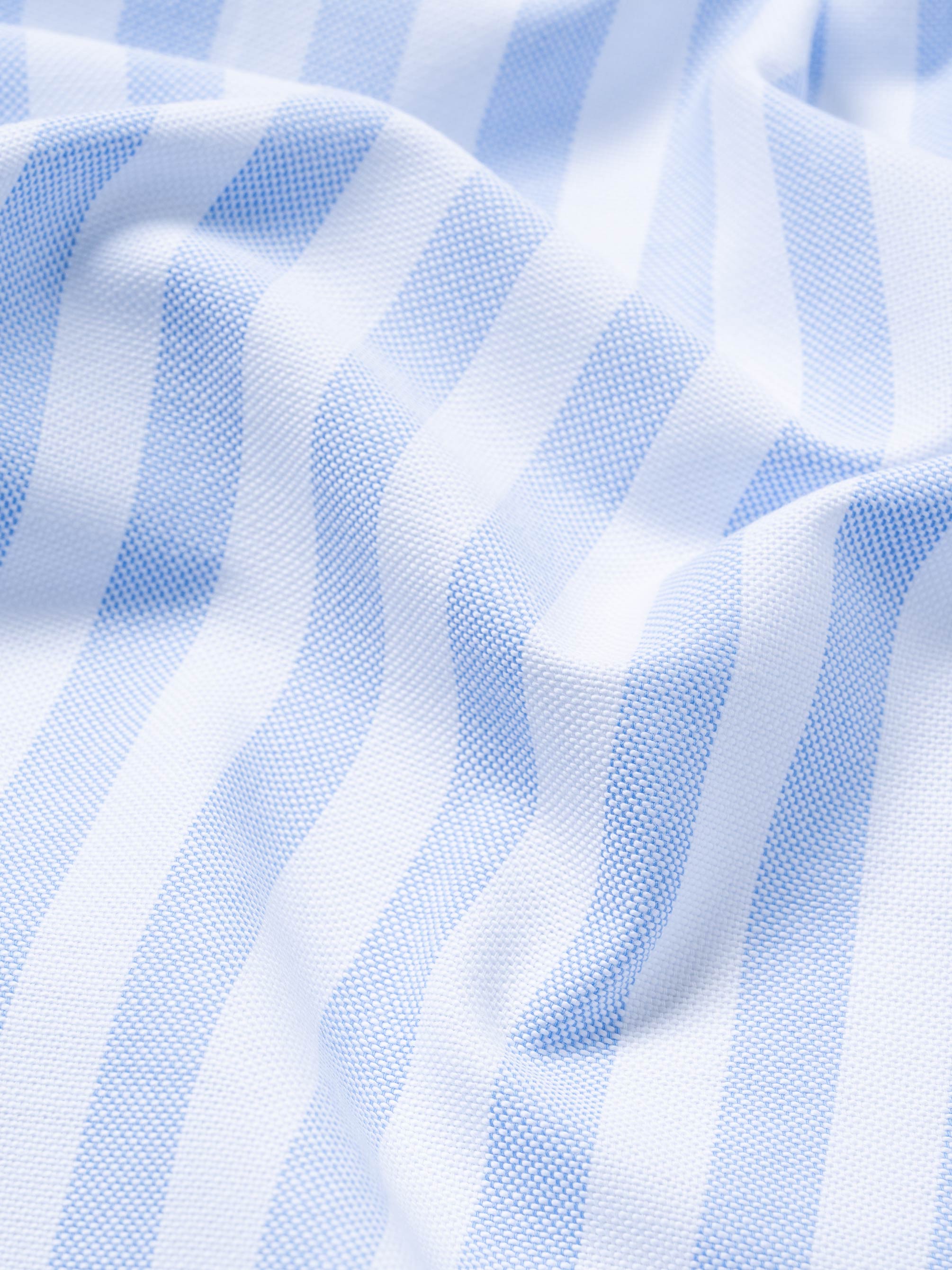 Washed Light Blue Wide Stripe Lightweight Oxford Shirts by Proper Cloth