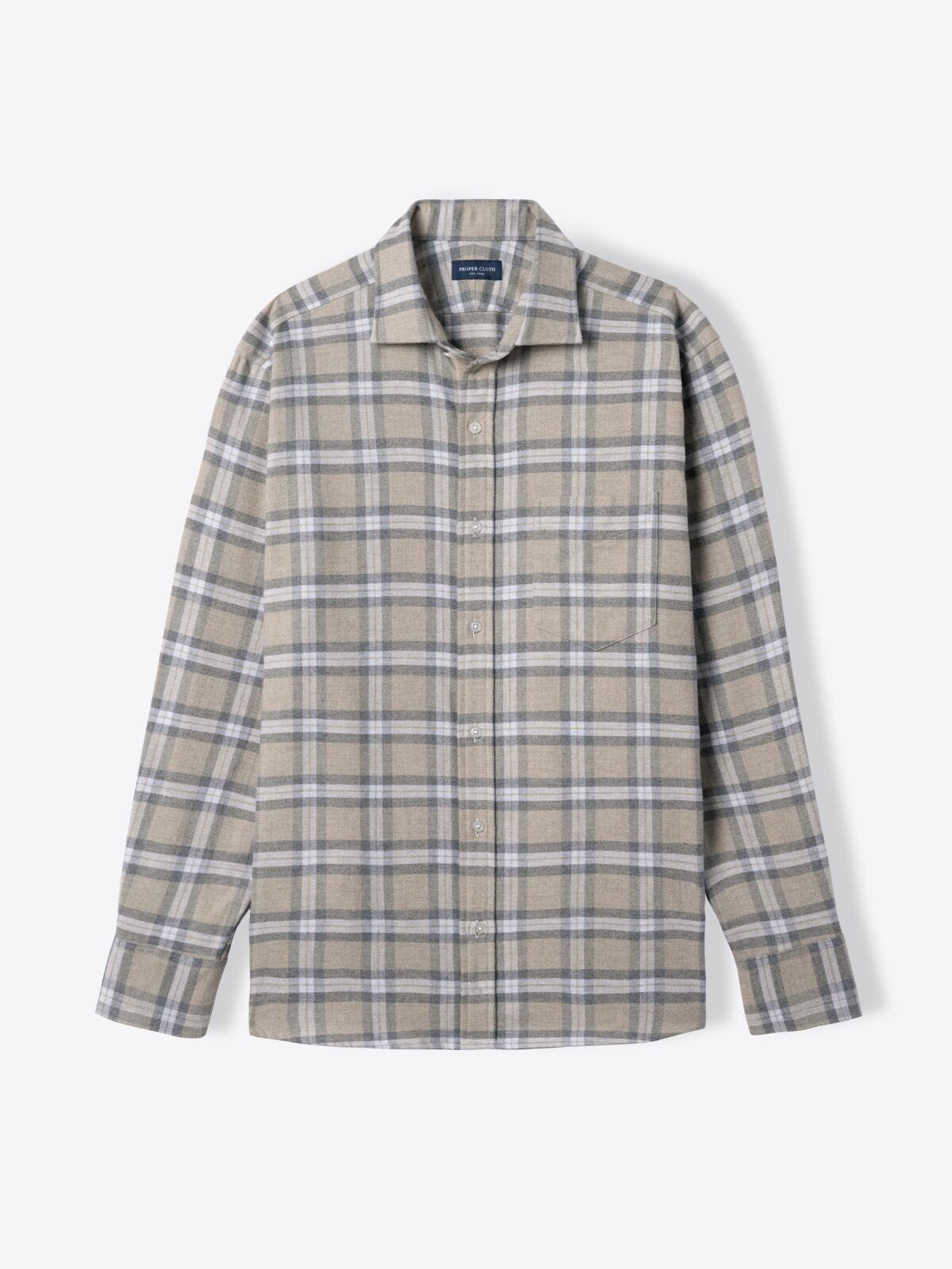 Teton Brown and Beige Plaid Flannel Shirts by Proper Cloth