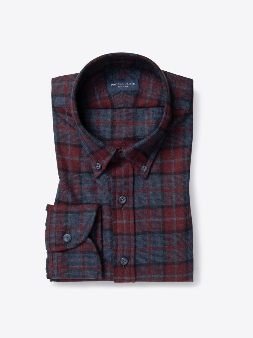 Canclini Burgundy and Slate Plaid Beacon Flannel 