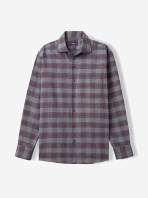 Canclini Grey and Brown Plaid Lightweight Flannel Shirt by Proper