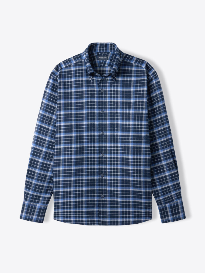 Stowe Navy and Blue Tonal Check Flannel 