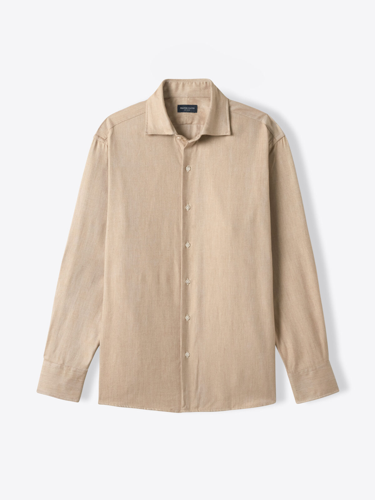 Albini Wheat Cotton Tencel Herringbone Flannel Fitted Shirt Shirt by ...