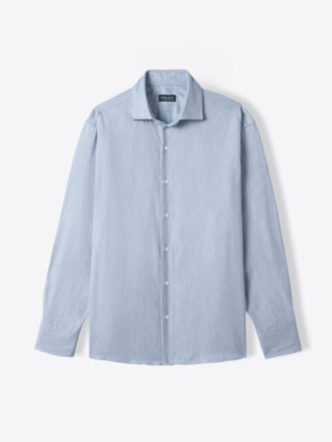 Shop Albini Light Blue Cotton Tencel Herringbone Flannel