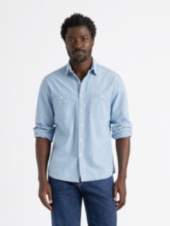 The Indigo Utility Shirt in Light Wash Chambray