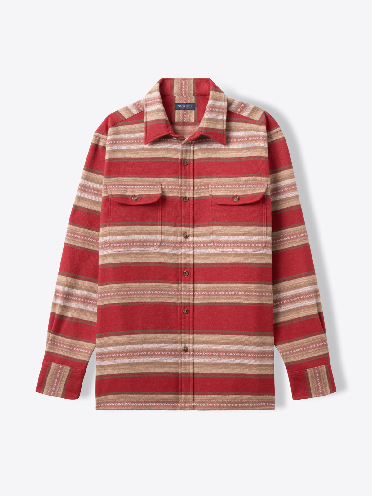 Navy and Sunset Southwest Blanket Stripe Shirt by Proper Cloth