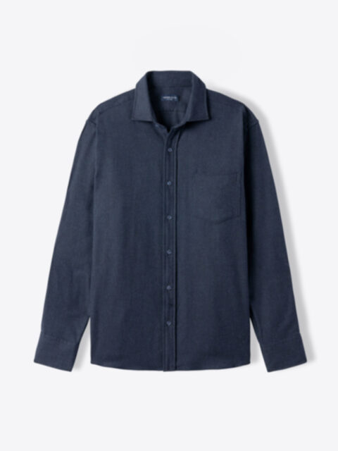 Thomas Mason Navy Melange Flannel Shirt by Proper Cloth