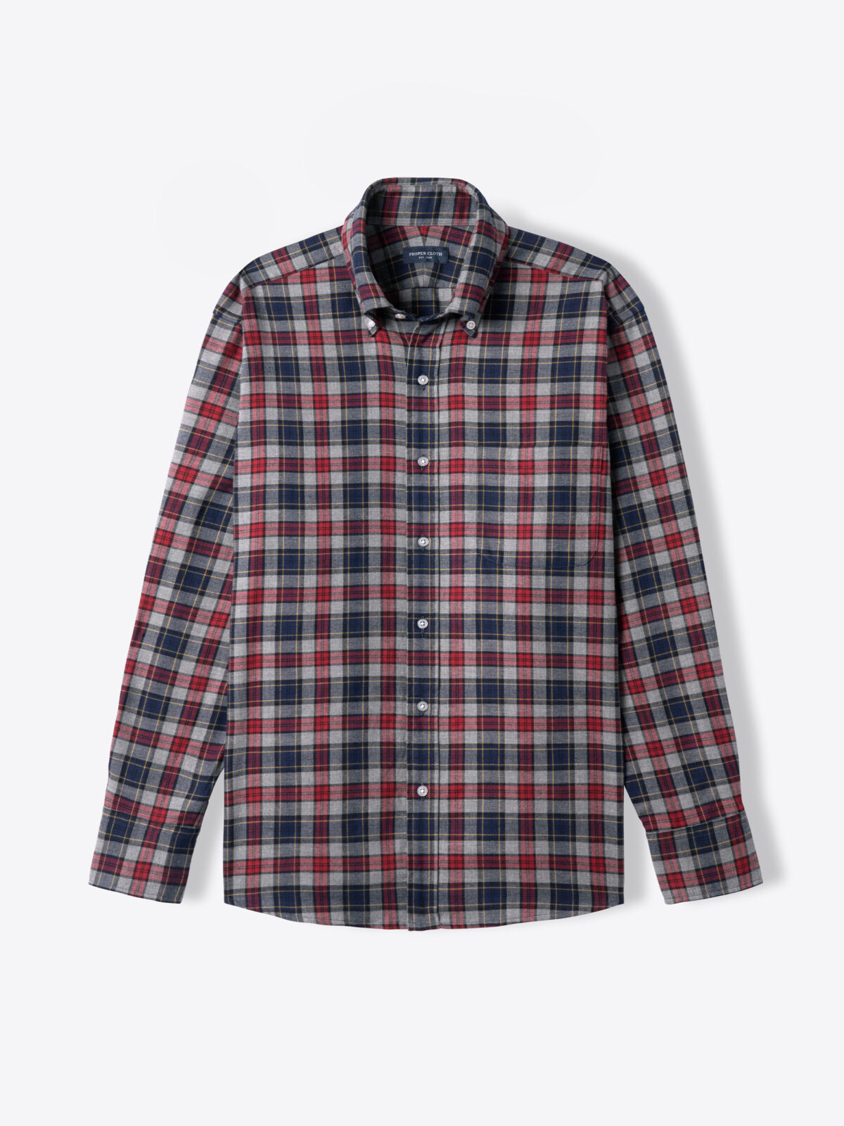 Stowe Red Navy and Grey Plaid Flannel Shirts by Proper Cloth