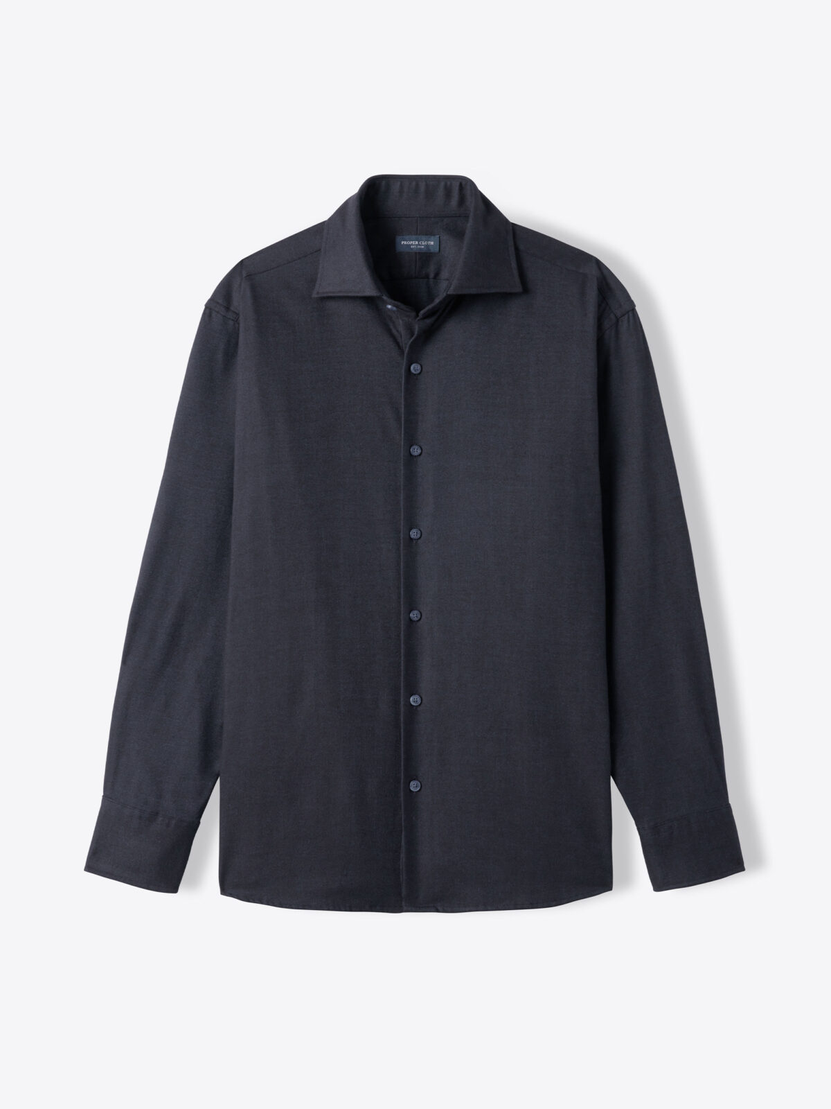 Albini Navy Cotton Tencel Herringbone Flannel Shirt by Proper Cloth